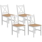 Chaises de salle � manger dossier haut bois de pin naturel et blanc