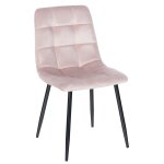 Chaise de salle  manger avec pieds en mtal en velours rose