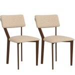 Chaises salle  manger sans accoudoirs bois massif tissu lin beige