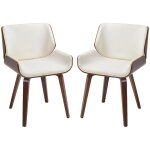 Chaises de salle à manger vintage synthétique et bois blanc Chaises de salle à manger vintage synthétique et bois blanc