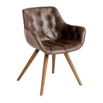 Chaise en simili cuir et effet bois noyer