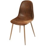 Chaise style scandinave en microsude marron vieilli