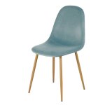 Chaise style scandinave en velours bleu cladon