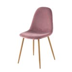 Chaise style scandinave en velours vieux rose