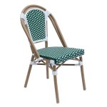 Chaise de terrasse bistrot parisien en aluminium et rotin vert fonc