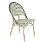 Chaise de terrasse bistrot parisien en aluminium et rotin vert foncé Chaise de terrasse bistrot parisien en aluminium et rotin vert foncé