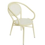 Chaise de terrasse style bistrot parisien en aluminium et rotin beige Chaise de terrasse style bistrot parisien en aluminium et rotin beige