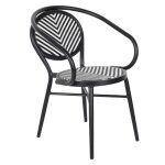 Chaise de terrasse style bistrot parisien en aluminium et rotin noir Chaise de terrasse style bistrot parisien en aluminium et rotin noir