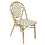 Chaise de terrasse style bistrot parisien en aluminium et rotin vert Chaise de terrasse style bistrot parisien en aluminium et rotin vert