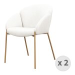 Chaise en tissu bouclé ecru et métal bois (x2) Chaise en tissu bouclé ecru et métal bois (x2)