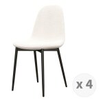 Chaise en tissu bouclette ecru et mtal noir (x4)