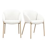 Chaise en tissu cozy ecru et mtal chne (x2)