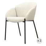 Chaise en tissu luxury ecru et métal noir (x2) Chaise en tissu luxury ecru et métal noir (x2)