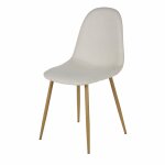 Chaise en tissu recycl beige et pieds en acier imitation chne