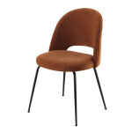 Chaise en velours de coton orange écureuil et acier noir Chaise en velours de coton orange écureuil et acier noir
