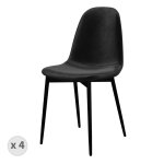 Chaise velours noir lot de 4 chaises