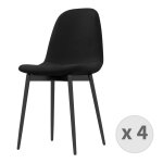 Chaise velours noir et pieds métal lot de 4 chaises Chaise velours noir et pieds métal lot de 4 chaises