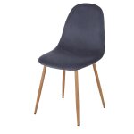 Chaise en velours recyclé gris ardoise et pieds en acier imitation chêne Chaise en velours recyclé gris ardoise et pieds en acier imitation chêne