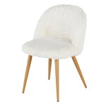 Chaise vintage imitation fourrure blanche et acier imitation chêne Chaise vintage imitation fourrure blanche et acier imitation chêne