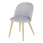 Chaise vintage en tissu recyclé gris clair et acier imitation chêne Chaise vintage en tissu recyclé gris clair et acier imitation chêne