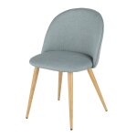 Chaise vintage en tissu recyclé gris - vert et acier imitation chêne Chaise vintage en tissu recyclé gris - vert et acier imitation chêne