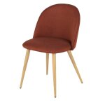 Chaise vintage en tissu recycl orange cureuil et acier imitation chne