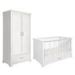 Chambre bb : duo - lit volutif 70x140 armoire 2 portes blanc