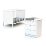 Chambre bb lit et commode  langer en bois blanc alba