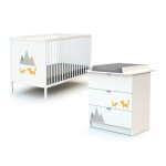 Chambre bb lit et commode  langer en bois renard blanc alba