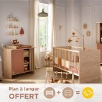 Chambre bébé, lit évolutif et commode à langer avec claustra Chambre bébé, lit évolutif et commode à langer avec claustra
