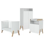Chambre bb lit, meuble  langer et armoire blanc et htre verni