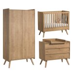 Chambre bb : trio - lit bb 60x120 commode armoire beige