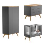 Chambre bébé : trio - lit bébé 60x120 commode armoire gris Chambre bébé : trio - lit bébé 60x120 commode armoire gris