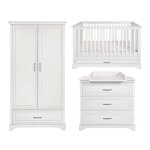 Chambre bb : trio - lit volutif 70x140 commode armoire blanc