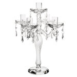 Chandelier  pampilles 5 branches en verre h 30 cm