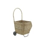 Chariot  bches en rotin gris arrondi