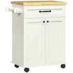 Chariot de cuisine  roulettes bois blanc