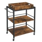 Chariot de cuisine avec roulettes effet bois marron rustique
