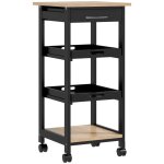 Chariot desserte cuisine 2 plateaux amovibles bois pin chêne noir Chariot desserte cuisine 2 plateaux amovibles bois pin chêne noir