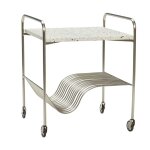 Chariot en fer et terrazzo et nickel