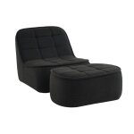 Chauffeuse bouclette texturée 1 place + repose pieds noir Chauffeuse bouclette texturée 1 place + repose pieds noir