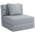 Chauffeuse canap convertible fauteuil 1 place tissu gris clair
