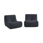 Chauffeuse tissu effet alpaca 2 places bleu nuit