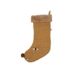 Chaussette noël marron en coton h36x30cm Chaussette noël marron en coton h36x30cm