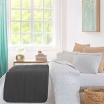 Chemin de lit en percale de coton surpiqu anthracite 80x200 cm