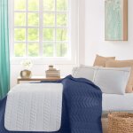 Chemin de lit en percale de coton surpiqu blanc 80x200 cm