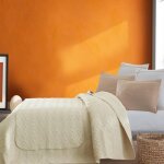Chemin de lit en percale de coton surpiqu ficelle 80x200 cm