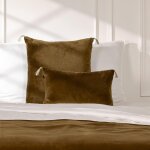 Chemin de lit velours de coton brun chne 90x200