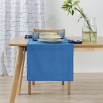 Chemin de table 100% lin bleu ciel