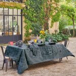 Chemin de table antitache pur coton anthracite 180x60 cm